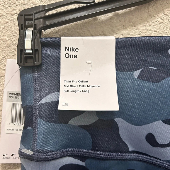 Nike One Womens Dri-FIT Mid-Rise Shiny Camo Legging Blue NWT Size XS - Picture 6 of 9